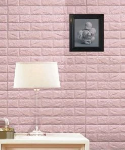 HIER_3400 Pack Of 10 | 58 Sq.Ft Blush Pink Foam Brick Wall Tiles Peel And Stick 3D Wall Panel Room Decor