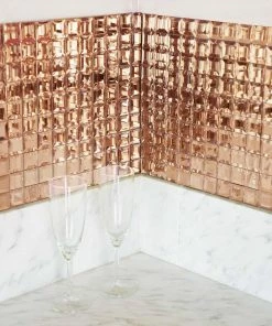 HIER_3400 10 Pack | 12"x12" Rose Gold Peel And Stick Backsplash Mirror Wall Tiles Decorative Interior Wall Paneling