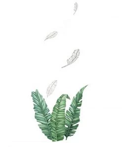 HIER_3400 Green Tropical Banana Leaves Wall Decals, Plant Peel Removable Stickers Decorative Interior Wall Paneling