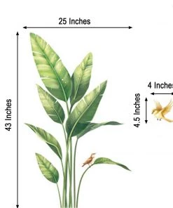 HIER_3400 Bird Of Paradise Tropical Plant Wall Decal, Peel & Stick Removable Stickers Big Event Backdrops & Décor