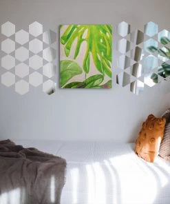 HIER_3400 Chargers & Centerpieces 12 Pack | 7" Hexagon Mirror Wall Stickers, Acrylic Removable Wall Decals For Home Decor