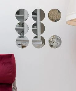 HIER_3400 Chargers & Centerpieces 12 Pack | 10" Round Mirror Wall Stickers, Acrylic Removable Wall Decals For Home Decor