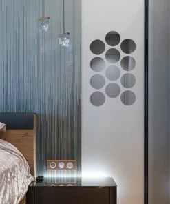 HIER_3400 12 Pack | 8" Round Mirror Wall Stickers, Acrylic Removable Wall Decals For Home Decor