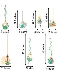 HIER_3400 Hanging Terrarium Plants Bulbs Wall Decals, House Garden Peel & Stick Stickers