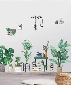 HIER_3400 Big Event Backdrops & Décor Green Potted Plants/Planters Wall Decals, Peel & Stick Decor Stickers