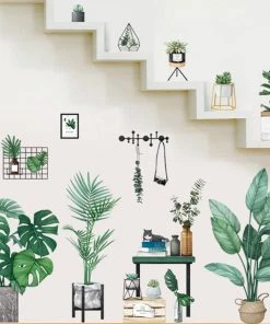 HIER_3400 Big Event Backdrops & Décor Green Potted Plants/Planters Wall Decals, Peel & Stick Decor Stickers