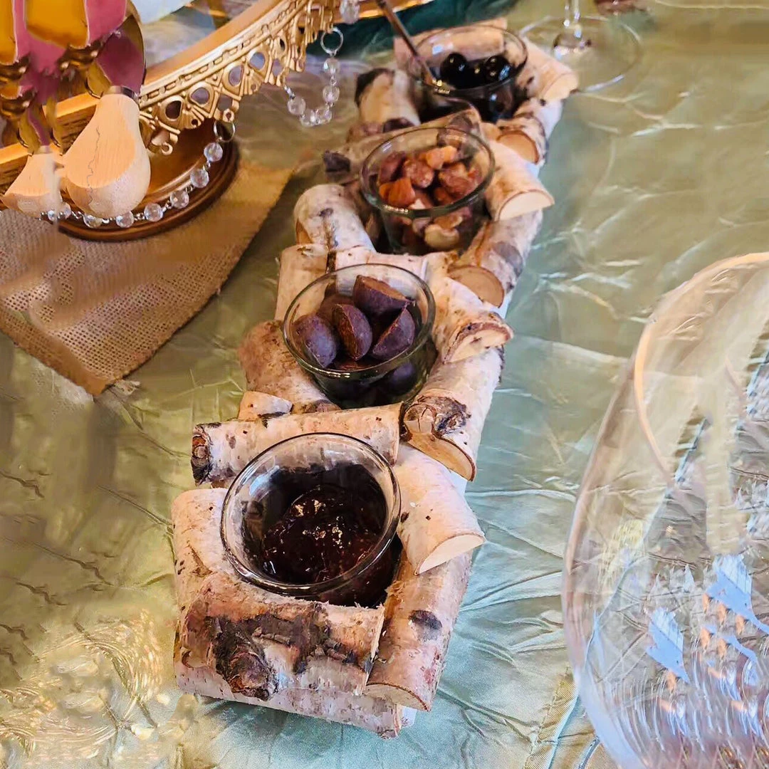 HIER_4320 Wooden Candle Holder | 16"Long | Natural Birch Wood | 4 Glass Votive Holders Included 14 HIER_4320 Wooden Candle Holder | 16"Long | Natural Birch Wood | 4 Glass Votive Holders Included