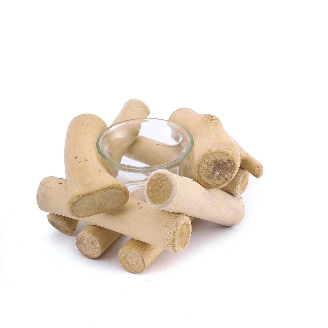 HIER_4320 2.5" Tall | Driftwood Candle Holder | Natural Wooden Candle Holder Stand With Glass Tea Light Holder Chargers & Centerpieces 3 HIER_4320 2.5" Tall | Driftwood Candle Holder | Natural Wooden Candle Holder Stand With Glass Tea Light Holder Chargers & Centerpieces