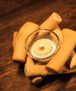 HIER_4320 2.5" Tall | Driftwood Candle Holder | Natural Wooden Candle Holder Stand With Glass Tea Light Holder Chargers & Centerpieces 33 HIER_4320 2.5