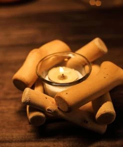 HIER_4320 2.5" Tall | Driftwood Candle Holder | Natural Wooden Candle Holder Stand With Glass Tea Light Holder Chargers & Centerpieces 32 HIER_4320 2.5