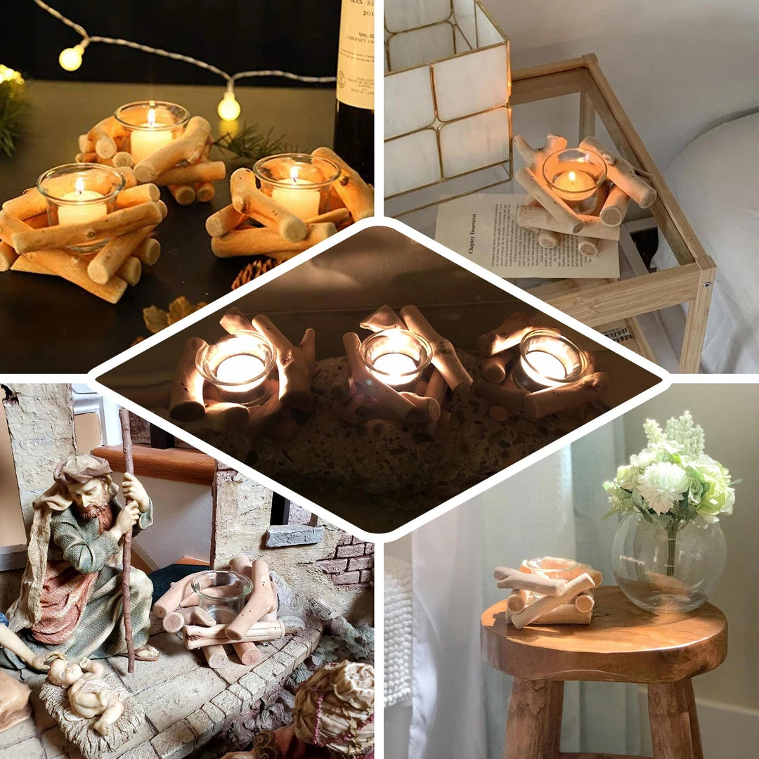 HIER_4320 2.5" Tall | Driftwood Candle Holder | Natural Wooden Candle Holder Stand With Glass Tea Light Holder Chargers & Centerpieces 5 HIER_4320 2.5" Tall | Driftwood Candle Holder | Natural Wooden Candle Holder Stand With Glass Tea Light Holder Chargers & Centerpieces