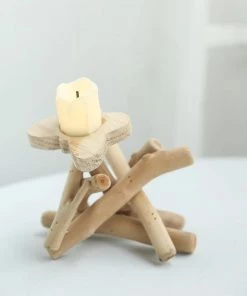 HIER_4320 Chargers & Centerpieces 8" Tall | Driftwood Candle Holder | Natural Wooden Candle Holder With Butterfly Top