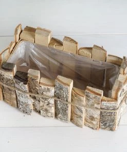 HIER_4320 5" Tall Natural Wooden Candle Holders With Plastic Lining | Flower Vase | Rustic Wedding Centerpieces Chargers & Centerpieces 16 HIER_4320 5