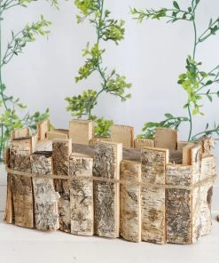 HIER_4320 5" Tall Natural Wooden Candle Holders With Plastic Lining | Flower Vase | Rustic Wedding Centerpieces Chargers & Centerpieces 15 HIER_4320 5