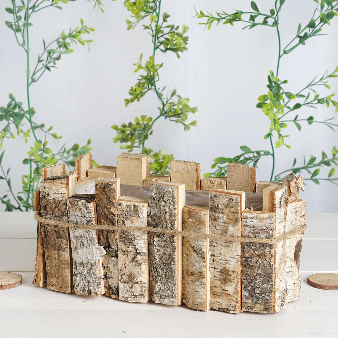 HIER_4320 5" Tall Natural Wooden Candle Holders With Plastic Lining | Flower Vase | Rustic Wedding Centerpieces Chargers & Centerpieces 4 HIER_4320 5" Tall Natural Wooden Candle Holders With Plastic Lining | Flower Vase | Rustic Wedding Centerpieces Chargers & Centerpieces
