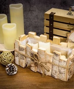 HIER_4320 5" Tall Natural Wooden Candle Holders With Plastic Lining | Flower Vase | Rustic Wedding Centerpieces Chargers & Centerpieces 21 HIER_4320 5