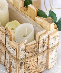 HIER_4320 5" Tall Natural Wooden Candle Holders With Plastic Lining | Flower Vase | Rustic Wedding Centerpieces Chargers & Centerpieces 20 HIER_4320 5