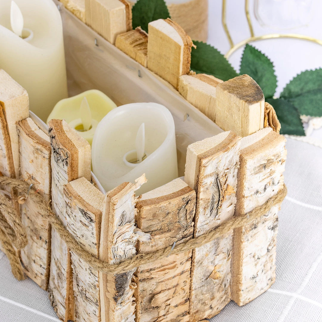 HIER_4320 5" Tall Natural Wooden Candle Holders With Plastic Lining | Flower Vase | Rustic Wedding Centerpieces Chargers & Centerpieces 9 HIER_4320 5" Tall Natural Wooden Candle Holders With Plastic Lining | Flower Vase | Rustic Wedding Centerpieces Chargers & Centerpieces