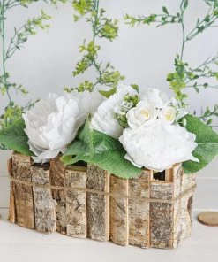 HIER_4320 5" Tall Natural Wooden Candle Holders With Plastic Lining | Flower Vase | Rustic Wedding Centerpieces Chargers & Centerpieces