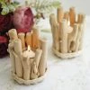 HIER_4320 6" Tall | Driftwood Wooden Candle Holder | Round Glass Tea Light Holder | Rustic Wedding Centerpiece