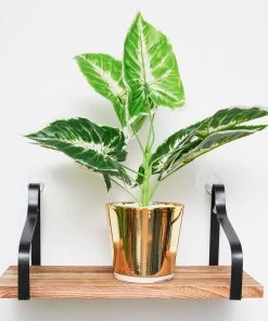 HIER_3400 3 Pack | Wood/Metal Floating Wall Shelves Wall Mounted Shelf Set Decor