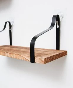 HIER_3400 3 Pack | Wood/Metal Floating Wall Shelves Wall Mounted Shelf Set Decor