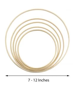HIER_3400 Floral Supplies Set Of 5 | Natural Wooden Rings For Crafts | Floral Hoop Wreath | Wooden Hoop