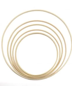 HIER_3400 Floral Supplies Set Of 5 | Natural Wooden Rings For Crafts | Floral Hoop Wreath | Wooden Hoop