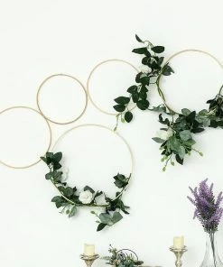 HIER_3400 Floral Supplies Set Of 5 | Natural Wooden Rings For Crafts | Floral Hoop Wreath | Wooden Hoop