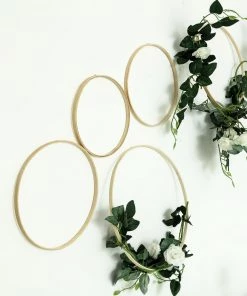HIER_3400 Floral Supplies Set Of 5 | Natural Wooden Rings For Crafts | Floral Hoop Wreath | Wooden Hoop