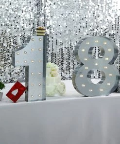 HIER_3720 Big Event Backdrops & Décor 20" | Vintage Metal Marquee Number Lights Cordless With 16 Warm White LED - 1 24 HIER_3720 Big Event Backdrops & Décor 20