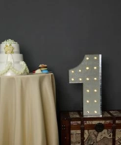 HIER_3720 Big Event Backdrops & Décor 20" | Vintage Metal Marquee Number Lights Cordless With 16 Warm White LED - 1