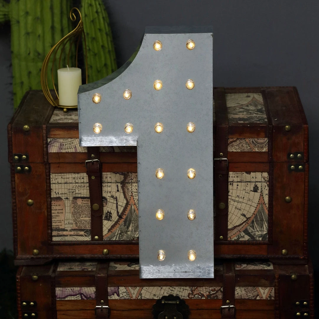 HIER_3720 Big Event Backdrops & Décor 20" | Vintage Metal Marquee Number Lights Cordless With 16 Warm White LED - 1 12 HIER_3720 Big Event Backdrops & Décor 20" | Vintage Metal Marquee Number Lights Cordless With 16 Warm White LED - 1