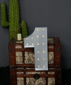 HIER_3720 Big Event Backdrops & Décor 20" | Vintage Metal Marquee Number Lights Cordless With 16 Warm White LED - 1 23 HIER_3720 Big Event Backdrops & Décor 20