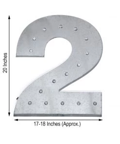 HIER_3720 20" | Vintage Metal Marquee Number Lights Cordless With 16 Warm White LED - 2 14 HIER_3720 20