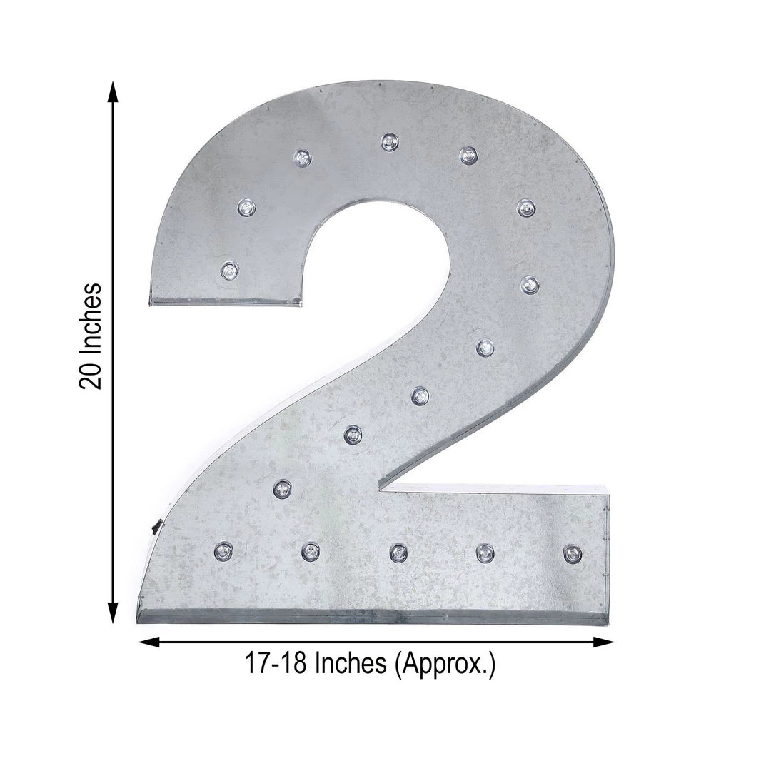 HIER_3720 20" | Vintage Metal Marquee Number Lights Cordless With 16 Warm White LED - 2 3 HIER_3720 20" | Vintage Metal Marquee Number Lights Cordless With 16 Warm White LED - 2