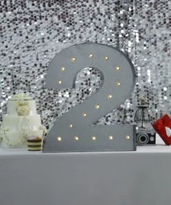 HIER_3720 20" | Vintage Metal Marquee Number Lights Cordless With 16 Warm White LED - 2 20 HIER_3720 20