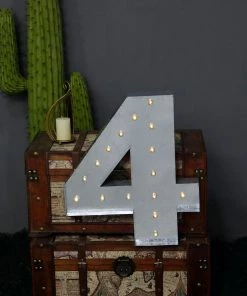 HIER_3720 Chargers & Centerpieces 20" | Vintage Metal Marquee Number Lights Cordless With 16 Warm White LED - 4