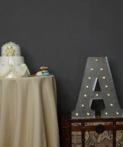 HIER_3720 20" | Vintage Metal Marquee Letter Lights Cordless With 16 Warm White LED - A Big Event Backdrops & Décor