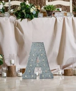 HIER_3720 20" | Vintage Metal Marquee Letter Lights Cordless With 16 Warm White LED - A Big Event Backdrops & Décor