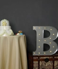 HIER_3720 20" | Vintage Metal Marquee Letter Lights Cordless With 16 Warm White LED - B