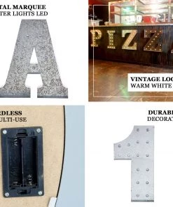 HIER_3720 Big Event Backdrops & Décor 20" | Vintage Metal Marquee Letter Lights Cordless With 16 Warm White LED - Y 18 HIER_3720 Big Event Backdrops & Décor 20