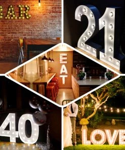 HIER_3720 Big Event Backdrops & Décor 20" | Vintage Metal Marquee Letter Lights Cordless With 16 Warm White LED - Y 19 HIER_3720 Big Event Backdrops & Décor 20