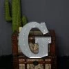 HIER_3720 Chargers & Centerpieces 20" | Vintage Metal Marquee Letter Lights Cordless With 16 Warm White LED - G