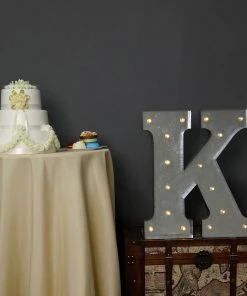 HIER_3720 20" | Vintage Metal Marquee Letter Lights Cordless With 16 Warm White LED - K