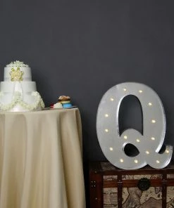 HIER_3720 20" | Vintage Metal Marquee Letter Lights Cordless With 16 Warm White LED - Q