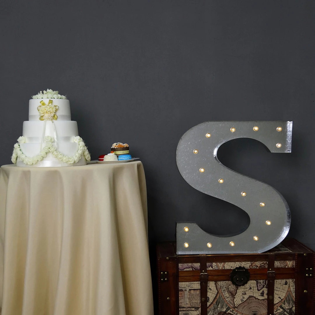 HIER_3720 20" | Vintage Metal Marquee Letter Lights Cordless With 16 Warm White LED - S 2 HIER_3720 20" | Vintage Metal Marquee Letter Lights Cordless With 16 Warm White LED - S