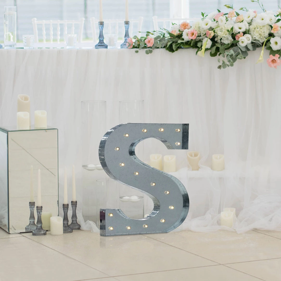 HIER_3720 20" | Vintage Metal Marquee Letter Lights Cordless With 16 Warm White LED - S 6 HIER_3720 20" | Vintage Metal Marquee Letter Lights Cordless With 16 Warm White LED - S