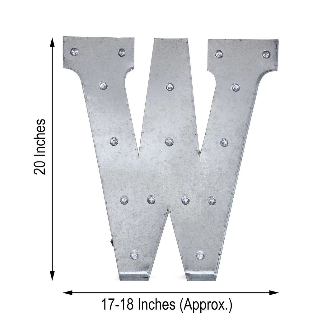 HIER_3720 20" | Vintage Metal Marquee Letter Lights Cordless With 16 Warm White LED - W Big Event Backdrops & Décor 3 HIER_3720 20" | Vintage Metal Marquee Letter Lights Cordless With 16 Warm White LED - W Big Event Backdrops & Décor