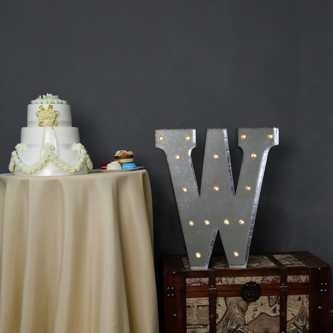 HIER_3720 20" | Vintage Metal Marquee Letter Lights Cordless With 16 Warm White LED - W Big Event Backdrops & Décor 2 HIER_3720 20" | Vintage Metal Marquee Letter Lights Cordless With 16 Warm White LED - W Big Event Backdrops & Décor